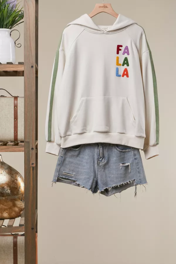 wholesale clothing fa la la stripe sleeve hoodie mello