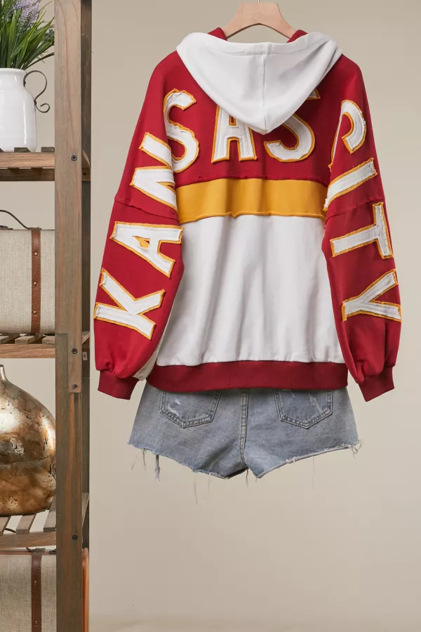 wholesale clothing kansas city color block stripe zip up hoodie mello
